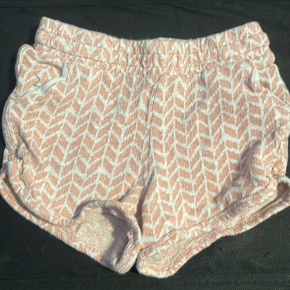 coral and white pajama shorts